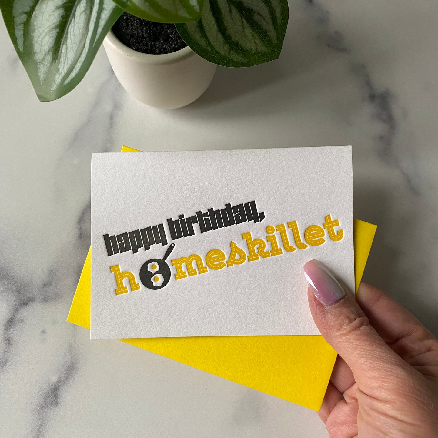 Funny 90s Themed Homeskillet Birthday Letterpress Card | kiss and punch