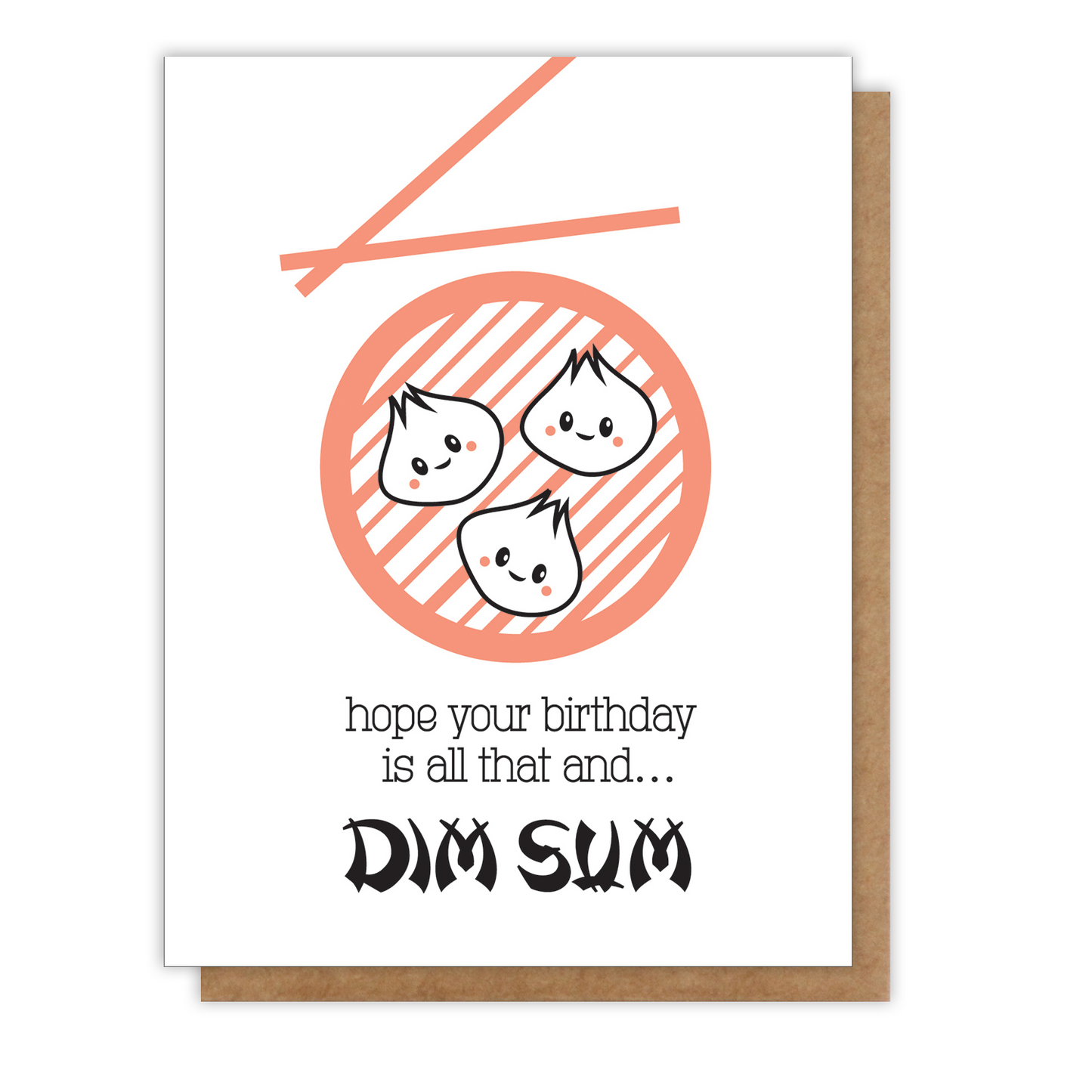 *REDESIGNED Funny Dim Sum | Foodie Birthday Letterpress Card | kiss and punch