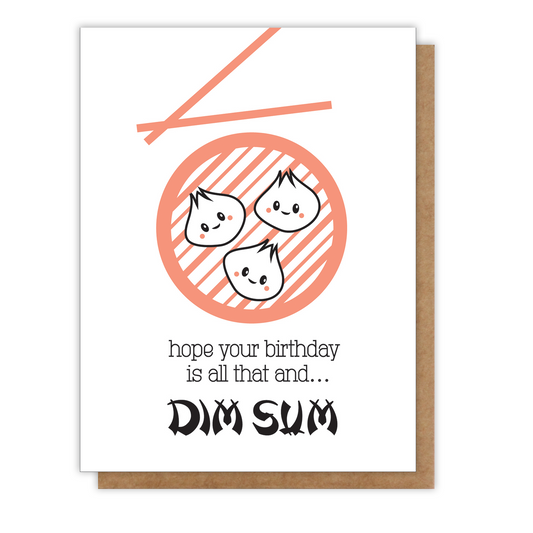 *REDESIGNED Funny Dim Sum | Foodie Birthday Letterpress Card | kiss and punch