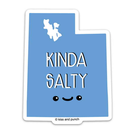 NEW! Funny 3 Inch Silly State Utah Kinda Salty Diecut Vinyl Sticker