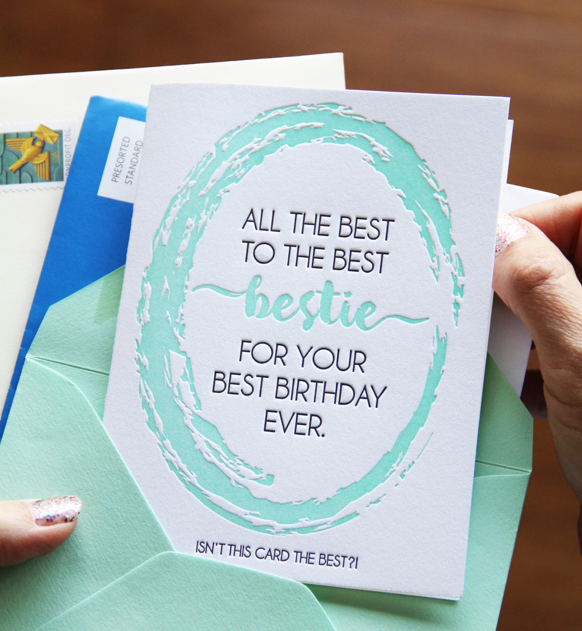 Funny Best Bestie Birthday Letterpress Card | All the Best | kiss and ...